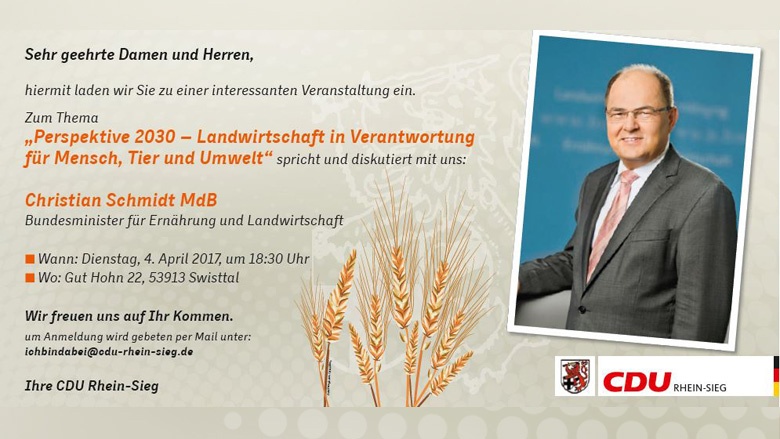 Einladung Landwirtschaftsminister Schmidt Einladung Landwirtschaftsminister Schmidt